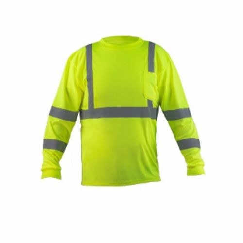 Playera manga larga HV con reflejante 100% poliéster con reflejante
