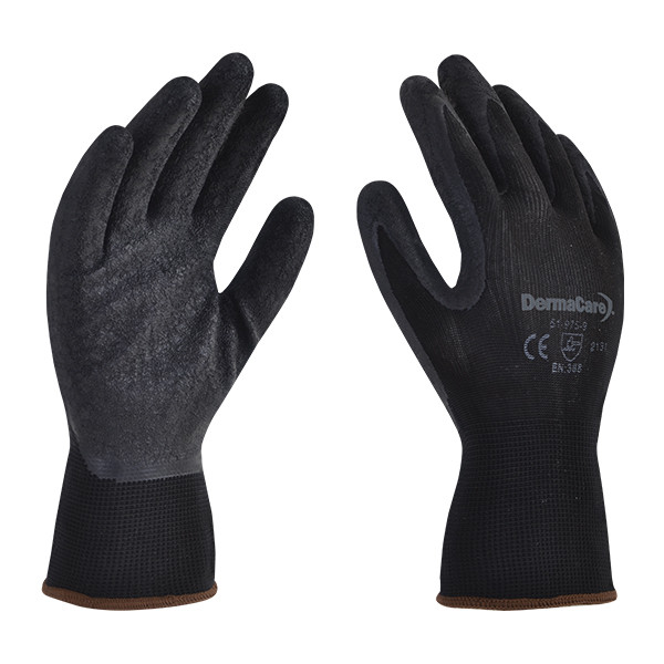 GUANTE NEGRO POLIESTER REC LATEX